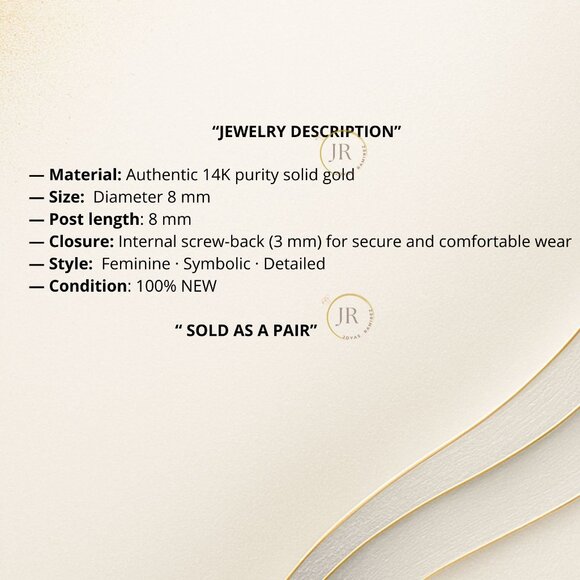 14K Yellow Gold Tree of Life Stud Earrings · Symbolic Jewelry · Screw Back. - Picture 8 of 8